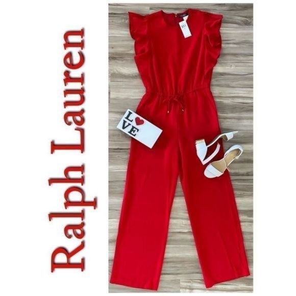 034 Ralph Lauren ruffled trim jumpsuit NWT Size 4 - Picture 10 of 11